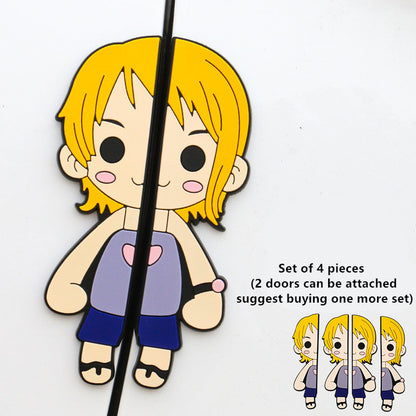 One Piece Car Door Anti-Collision Stickers, Anime Luffy Zoro Nami Chopper 3D Rubber Car Door Bumper Protector Decals, Anti-Scratch Car Edge Guard, Cute Anime Car Exterior Accessories