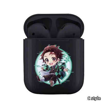 Demon Slayer Wireless Bluetooth Earbuds, Tanjiro Nezuko Zenitsu Giyuu Anime Print TWS Earphones, Touch Control Stereo Sound Headset, Portable Earbuds Case, Anime Fan Gift