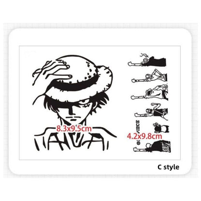 One Piece Temporary Tattoo Stickers, Anime Luffy Ace Cosplay Fake Tattoos, Waterproof Transfer Tattoo, Pirate Skull Symbol Body Art Stickers for Halloween Cosplay Party Fans