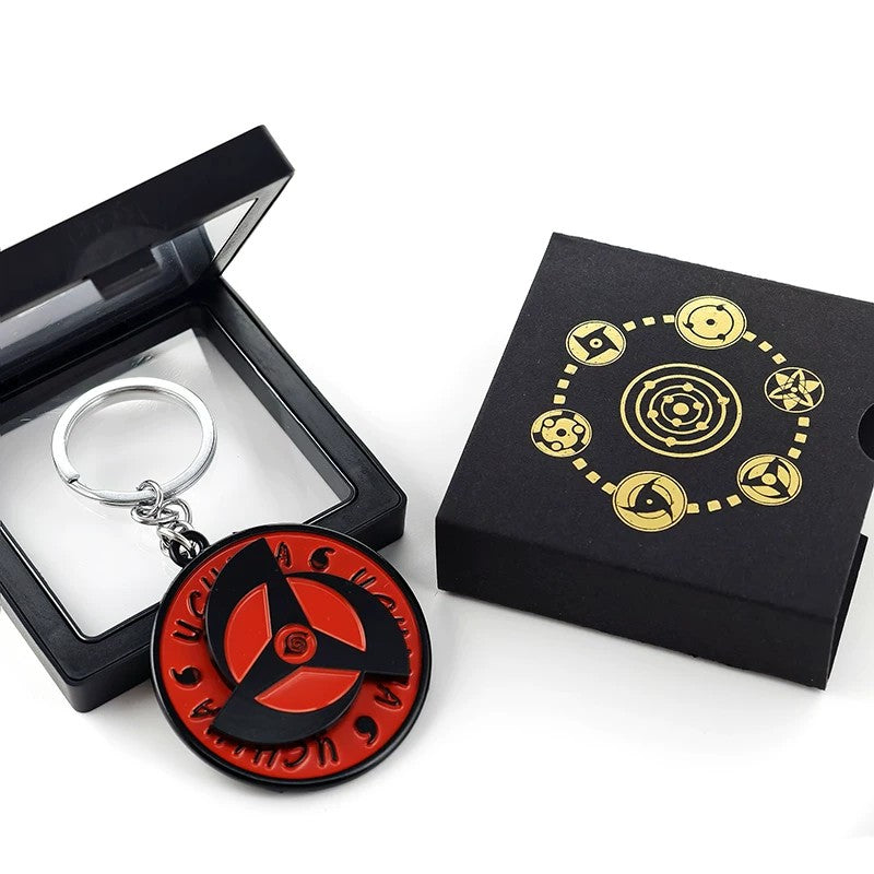 Naruto Sasuke Itachi Kakashi Rotating Sharingan Keychain Metal Anime Pendant Key Ring Cosplay Accessory Collectible Key Charm Gift For Anime Fans