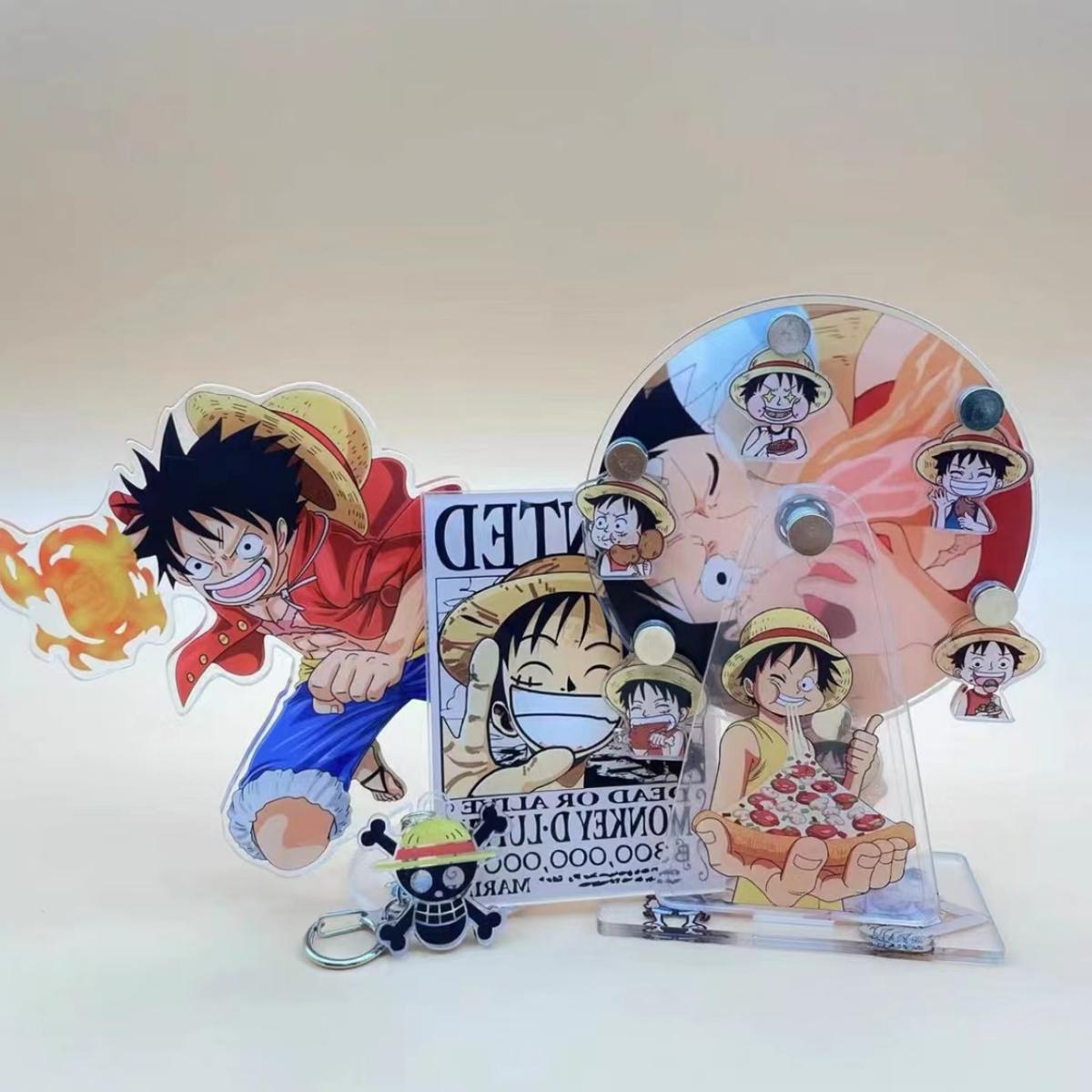 One Piece Anime Acrylic Stand Figure, Luffy Gear 5 Nika Zoro Sanji Ace Sabo Wanted Poster Desktop Standee, Double Layer Character Display Ornament, One Piece Merch Collectible Gift for Anime Fans