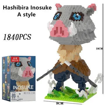 Demon Slayer Micro Building Blocks Set, Anime Character Mini Brick Figure, Tanjiro Nezuko Zenitsu Inosuke Rengoku Giyuu DIY Assembly Model, Collectible Anime Statue Toy, Gift for Anime Fans