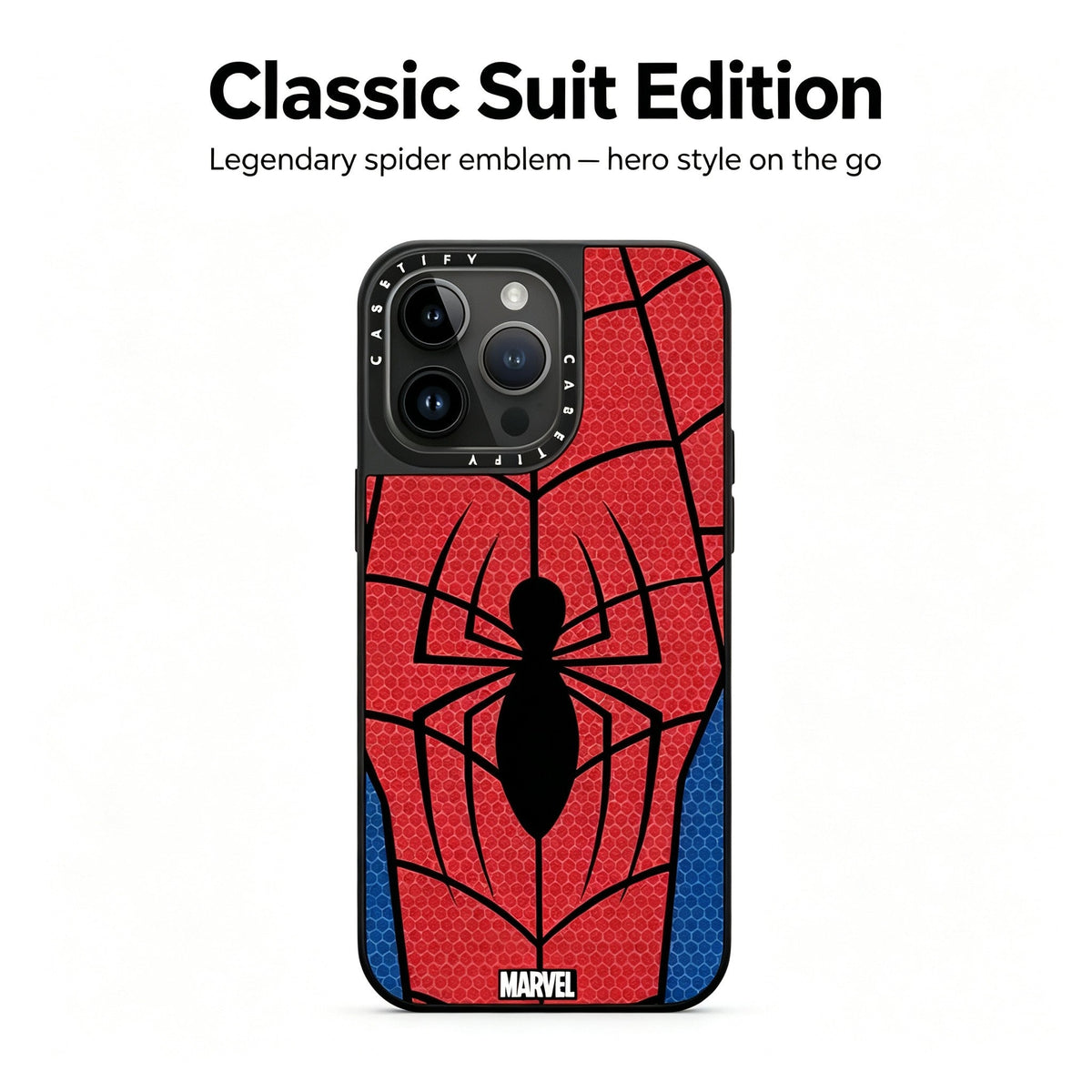 Marvel Spider‑Man Classic Mask & Suit Pattern iPhone Phone Case, Anti‑Drop Shockproof Protective Phone Cover, Raised Camera Bezel Precise Cutout Phone Shell, 2 Styles Available