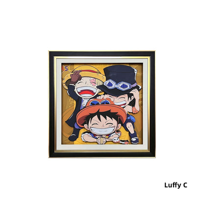 One Piece Monkey D. Luffy Nika Form 3D Paper Carving Art Frame, Anime Handcrafted Layered Paper Cut Wall Art Decor, Framed Anime Poster Desktop Display Painting, Collectible Wall Decoration Gift for One Piece Fans