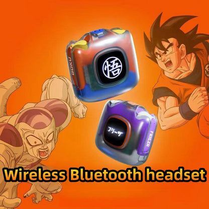 Dragon Ball Z TWS Wireless Bluetooth Earbuds, Goku Frieza Anime Bluetooth 5.3 Earphones with LED Light Charging Case, Long Battery Life Stereo Sound Semi In-ear Headphones, Anime Collectible Gift for Dragon Ball Fans