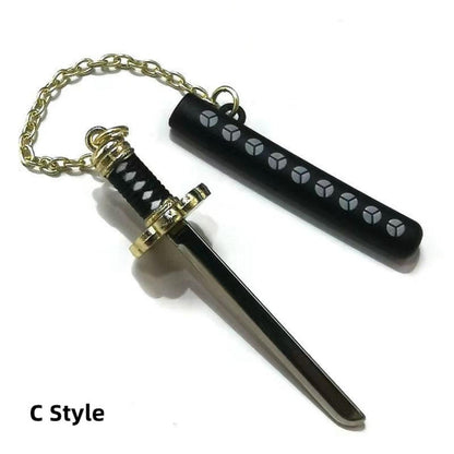 One Piece Roronoa Zoro Mini Katana Keychain, Anime Metal Sword Pendant with Scabbard, 4 Styles Wado Ichimonji Sandai Kitetsu Shusui Enma Replica, Collectible Bag Charm & Anime Fan Gift