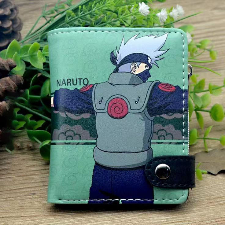 Naruto Anime Bifold Wallet, Multiple Character Printed PU Leather Short Purse, Snap Button Card Holder Cash Pocket Wallet, Naruto Itachi Sasuke Kakashi Naruto Merch Wallet Gift for Anime Fans