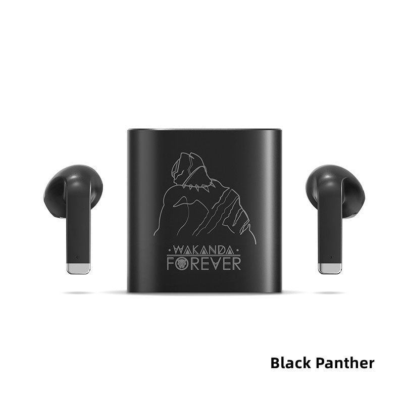 Marvel Avengers TWS True Wireless Bluetooth Earbuds, Iron Man Thanos Black Panther Captain America Hulk Engraved Bluetooth Headphones, Touch Control Stereo Earphones with Metal Charging Case, Marvel Fan Anime Merch Gift