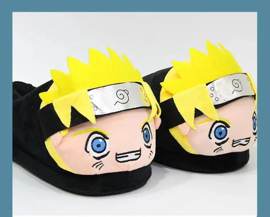 Naruto Anime Plush House Slippers, Uzumaki Naruto 3D Cartoon Character Warm Furry Indoor Slippers, Non-slip Sole Soft Cozy Home Slippers, Anime Fan Cosplay Gift
