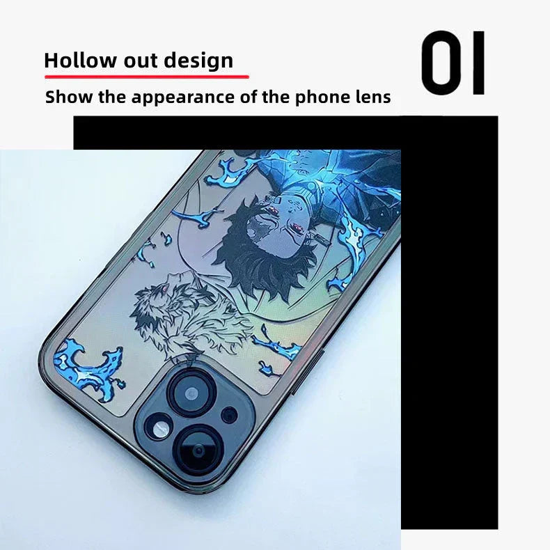 Demon Slayer Anime Phone Case, Tanjiro Zenitsu Print Transparent Shockproof Protective Cover, Cool Flame Pattern Clear Phone Shell, Anime Character Case, Gift for Demon Slayer Fans