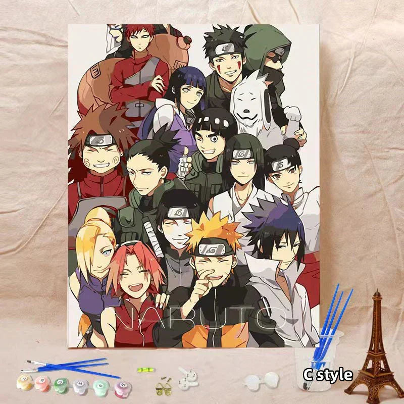Naruto Anime Paint by Numbers Kit for Adults & Teens, DIY Digital Oil Painting, Akatsuki & Naruto Character Canvas Art, Home Wall Decor, Handmade Art Gift for Naruto Fans