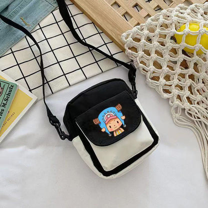 One Piece Anime Mini Crossbody Bag, Luffy Zoro Nami Chopper Sanji Character Print Small Shoulder Purse, Cute Canvas Sling Bag, Anime Fan Daily Messenger Bag Gift