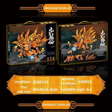 Naruto Nine Tails Kurama Building Blocks Set, Large 9-Tailed Fox Model with Naruto Minifigures, Collectible Anime Bricks Toy, Creative Desktop Decoration Gift for Naruto Fans