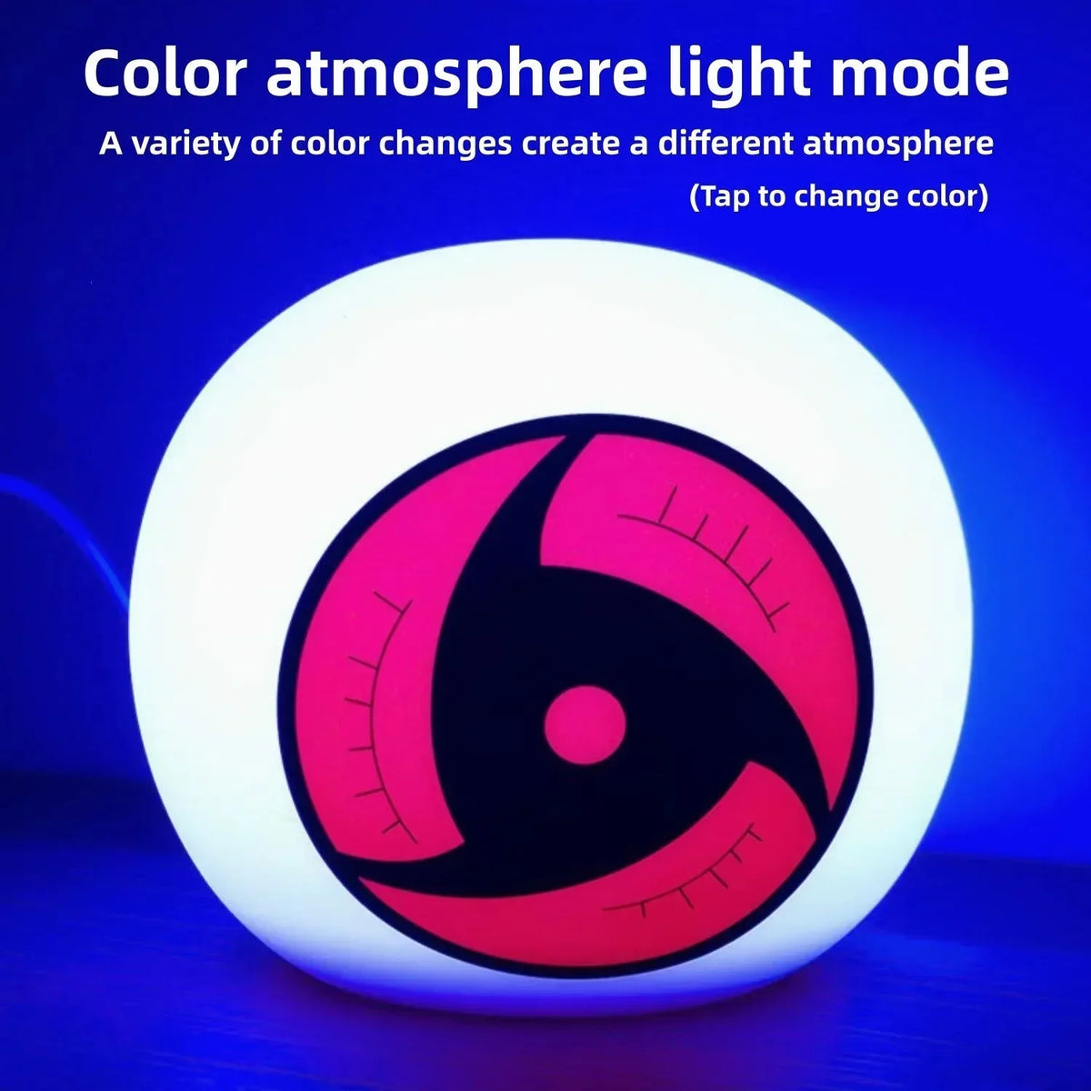 Naruto Uchiha Itachi Mangekyou Sharingan LED Night Light, RGB Multi Color Changing Anime Table Lamp, Touch Control Sharingan Eye Desk Lamp, Bedroom Gaming Room Decor Light, Naruto Fan Birthday Christmas Gift