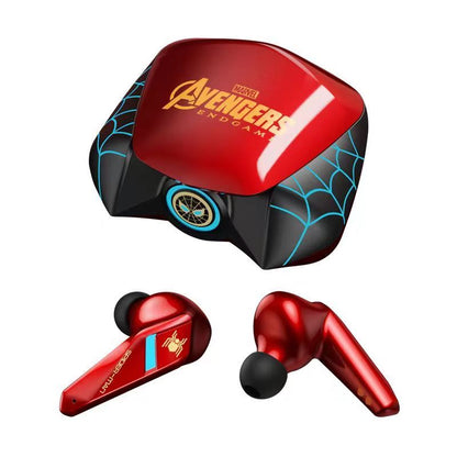 Marvel Avengers Iron Man Captain America Spider‑Man TWS True Wireless Gaming Earbuds, Low Latency Bluetooth 5.0 Earphones with LED Light Noise Reduction for Game Music