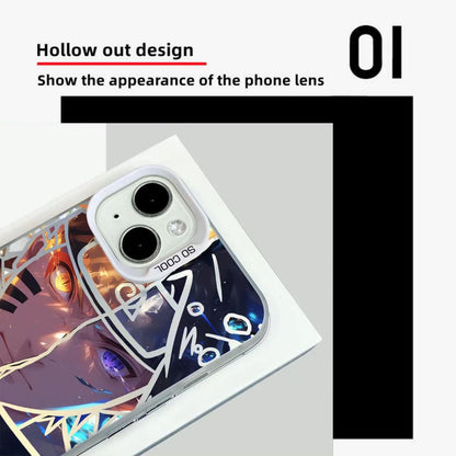 Naruto Anime Phone Case for iPhone, Cool Cracked Line Naruto Sasuke Character Print Case, Shockproof Soft TPU Protective Cover, Anime Naruto Merch Phone Shell Gift for Anime Fans