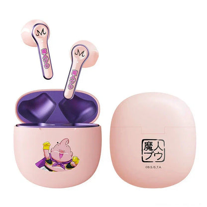 Dragon Ball Z TWS True Wireless Bluetooth Earbuds, DBZ Anime Goku Buu Frieza Shenron Printed Bluetooth Headphones, Touch Control Stereo Earphones with Charging Case, Dragon Ball Fan Anime Merch Gift