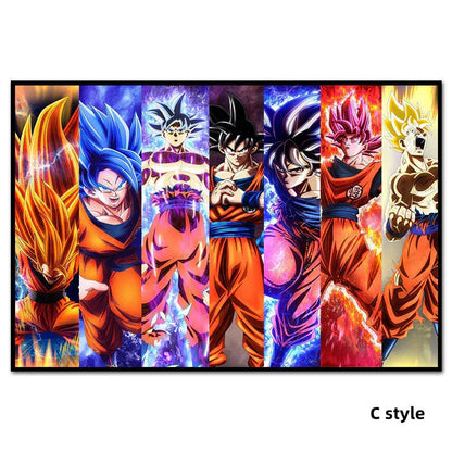 Dragon Ball Z Super Saiyan Wall Art Poster, Goku Vegeta Trunks Anime Canvas Print, Unframed Cartoon Character Painting, Home Bedroom Decor, Collectible Wall Hanging Gift for Dragon Ball Fans