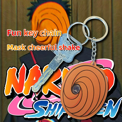 Naruto Obito Mask Acrylic Keychain, Anime Tobi Spiral Mask Rotatable Key Ring, Cute Cartoon Character Pendant, Backpack Bag Charm Collectible Gift for Naruto Fans