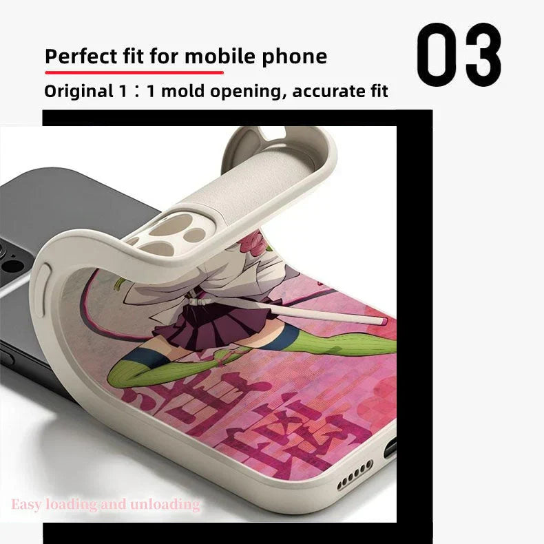 Demon Slayer Mitsuri Kanroji Phone Case, Anime Love Hashira Print Soft Silicone Protective Cover, Shockproof Slim Phone Case for iPhone, Anime Gift for Demon Slayer Fans