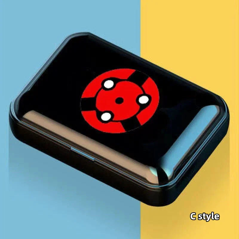 Naruto Anime Wireless Earbuds, Sharingan Akatsuki Logo TWS Bluetooth Earphones with LED Charging Case, Portable Stereo Headphones, Anime Naruto Fan Collectible Gift