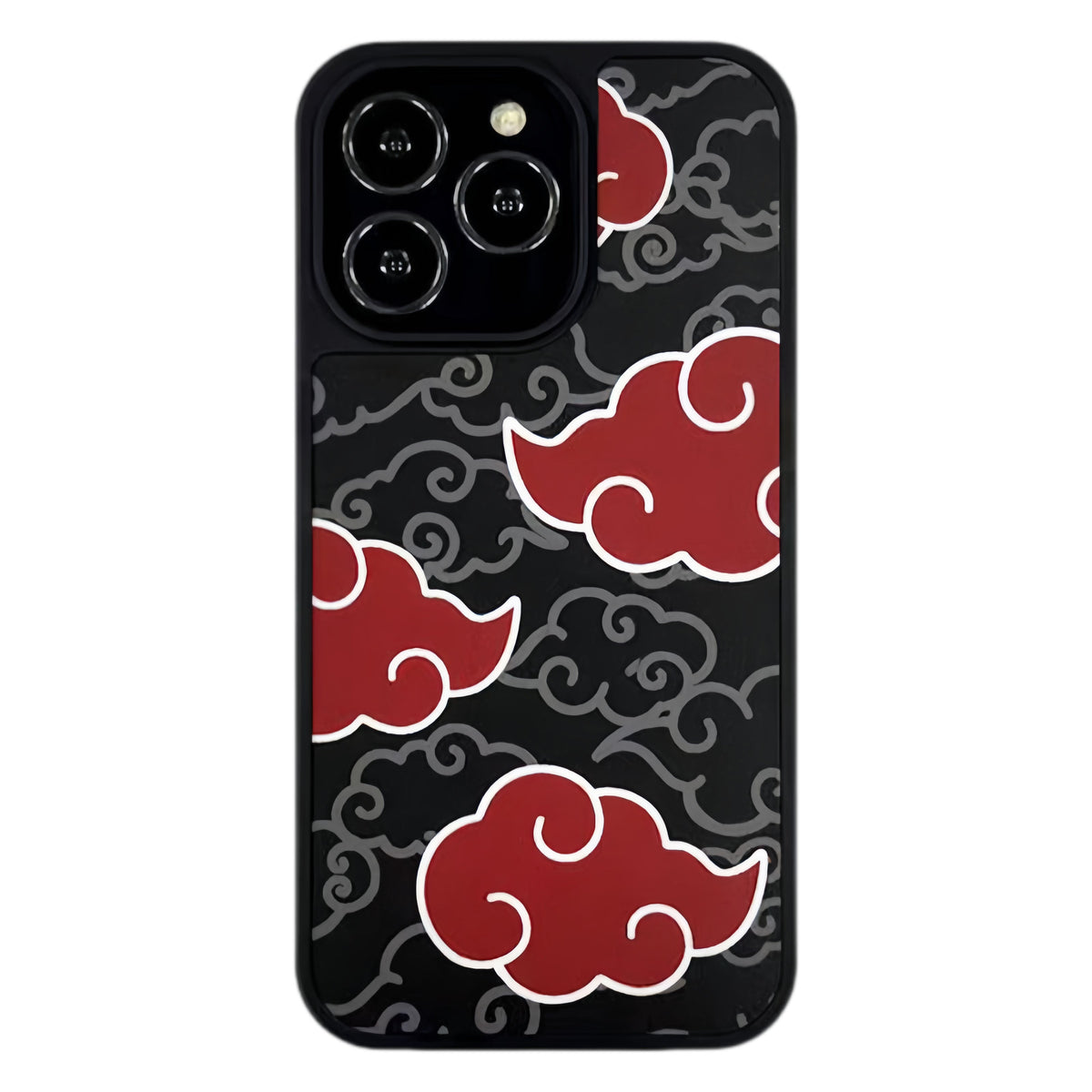 Naruto Anime Phone Case for iPhone, Akatsuki Red Cloud Nine Tails Konoha Symbol Shockproof Protective Cover, Classic Naruto Anime Element Phone Shell, Anime Merch Gift for Naruto Fans