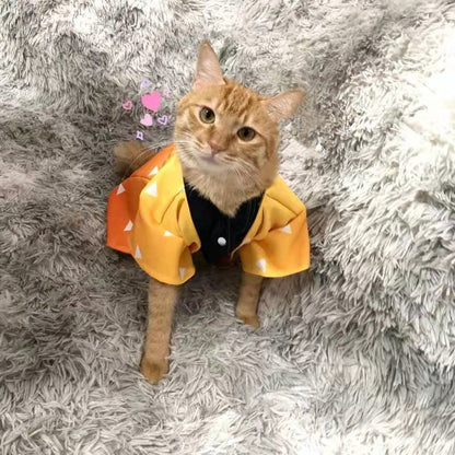 Demon Slayer Anime Pet Costume, Kimetsu no Yaiba Dog Cat Cosplay Outfit, Tanjiro Rengoku Shinobu Nezuko Pet Kimono Clothes, Halloween Cosplay Dress Up for Small Medium Pets, Anime Pet Photo Prop
