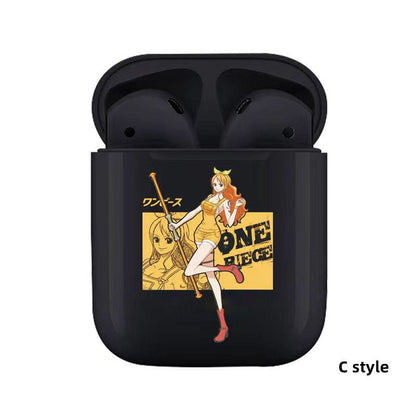 One Piece Anime TWS Wireless Earbuds, Luffy Zoro Sanji Chopper Skull Logo Printed Bluetooth Earphones, Stereo In-Ear Headphones with Portable Charging Case, Anime Fan Gift Wireless Headset