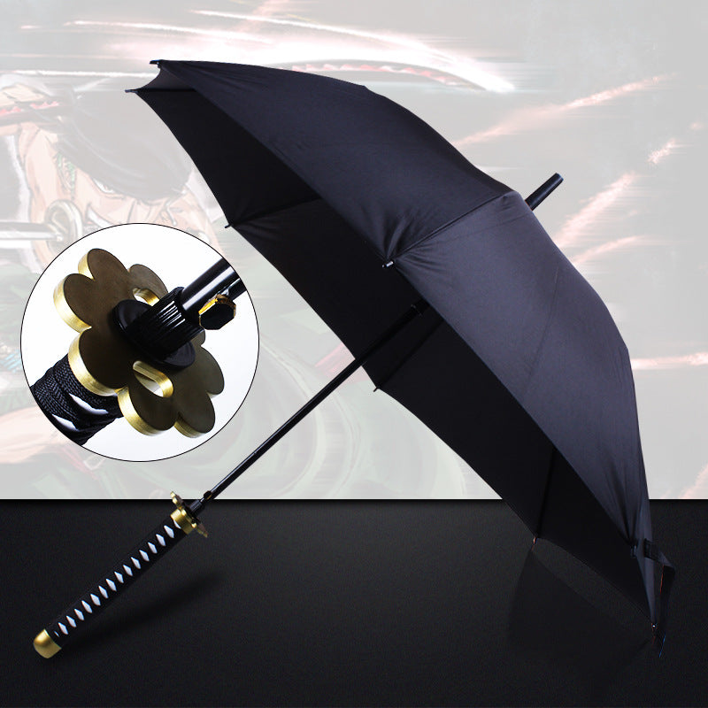 One Piece Zoro Katana Sword Umbrella, Anime Samurai Sword Shaped Long Handle Umbrella, Wado Ichimonji Sandai Kitetsu Replica Sword Umbrella, Cosplay Prop Rain & Sun Protection Umbrella, Collectible Gift for One Piece Fans