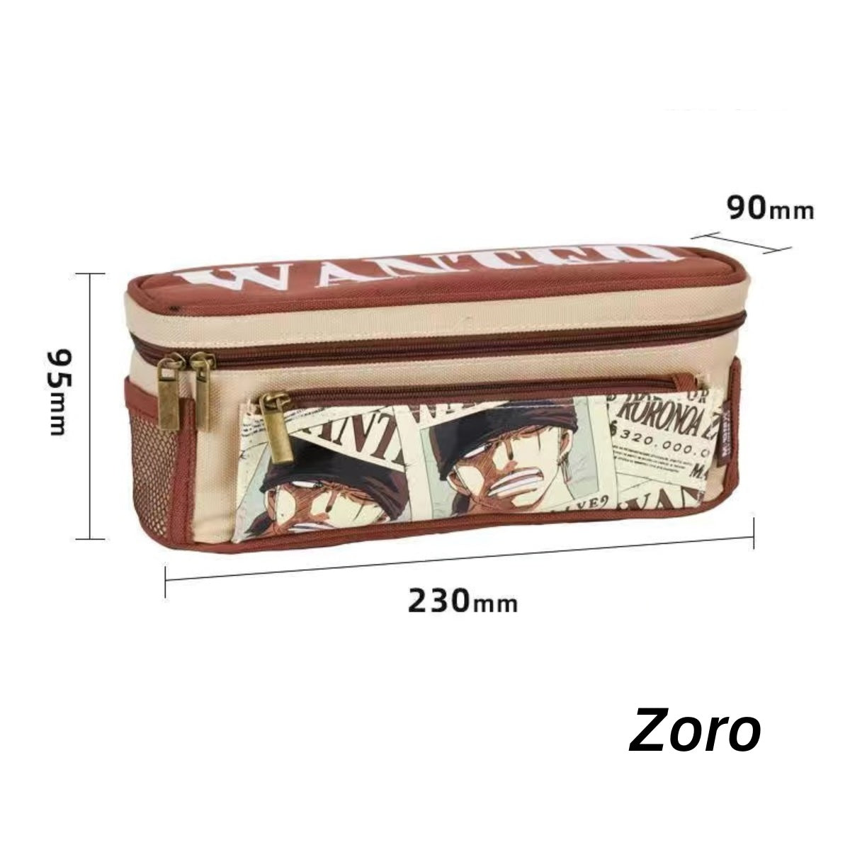 One Piece Anime Pencil Case, Luffy Zoro Sanji Chopper Wanted Poster Large Capacity Pen Bag, Multi-layer Canvas Stationery Storage Pouch, Anime School Supplies Gift for One Piece Fans