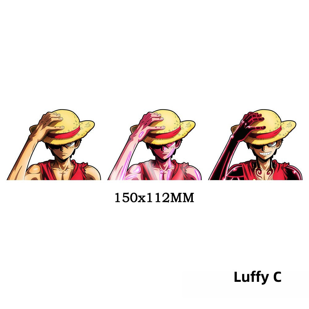 One Piece 3D Motion Stickers, Anime Lenticular Changing Car Stickers, Luffy Zoro Nami Chopper Sanji Waterproof Decals for Car Laptop Water Bottle, One Piece Anime Merch Decor