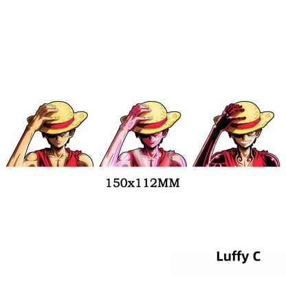 One Piece 3D Motion Stickers, Anime Lenticular Changing Car Stickers, Luffy Zoro Nami Chopper Sanji Waterproof Decals for Car Laptop Water Bottle, One Piece Anime Merch Decor