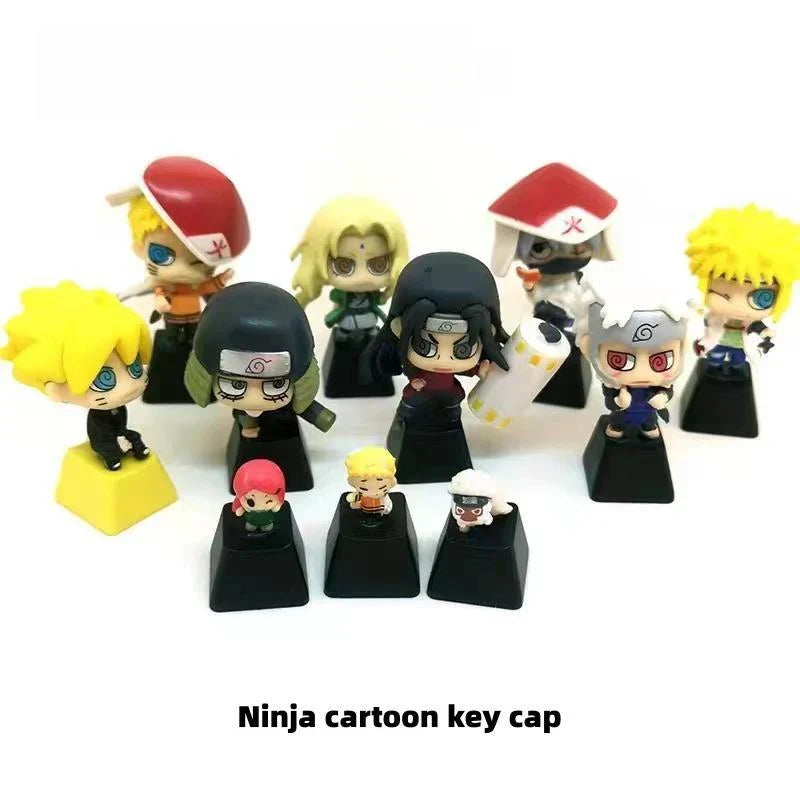 Naruto Anime Custom Keycap Set, Q Version Naruto Sasuke Itachi Kakashi Figurine Keycaps, Handmade 3D Resin Key Caps for Cherry MX Mechanical Keyboard, Anime Keyboard Decor Gift for Naruto Fans