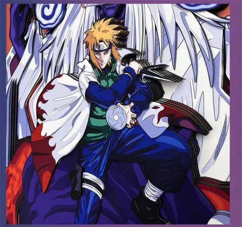 Naruto Namikaze Minato 3D Paper Cut Shadow Box Framed Art, Handmade Layered Papercraft Wall Decor, Anime Picture Frame, Fan Collectible Room Decor Gift