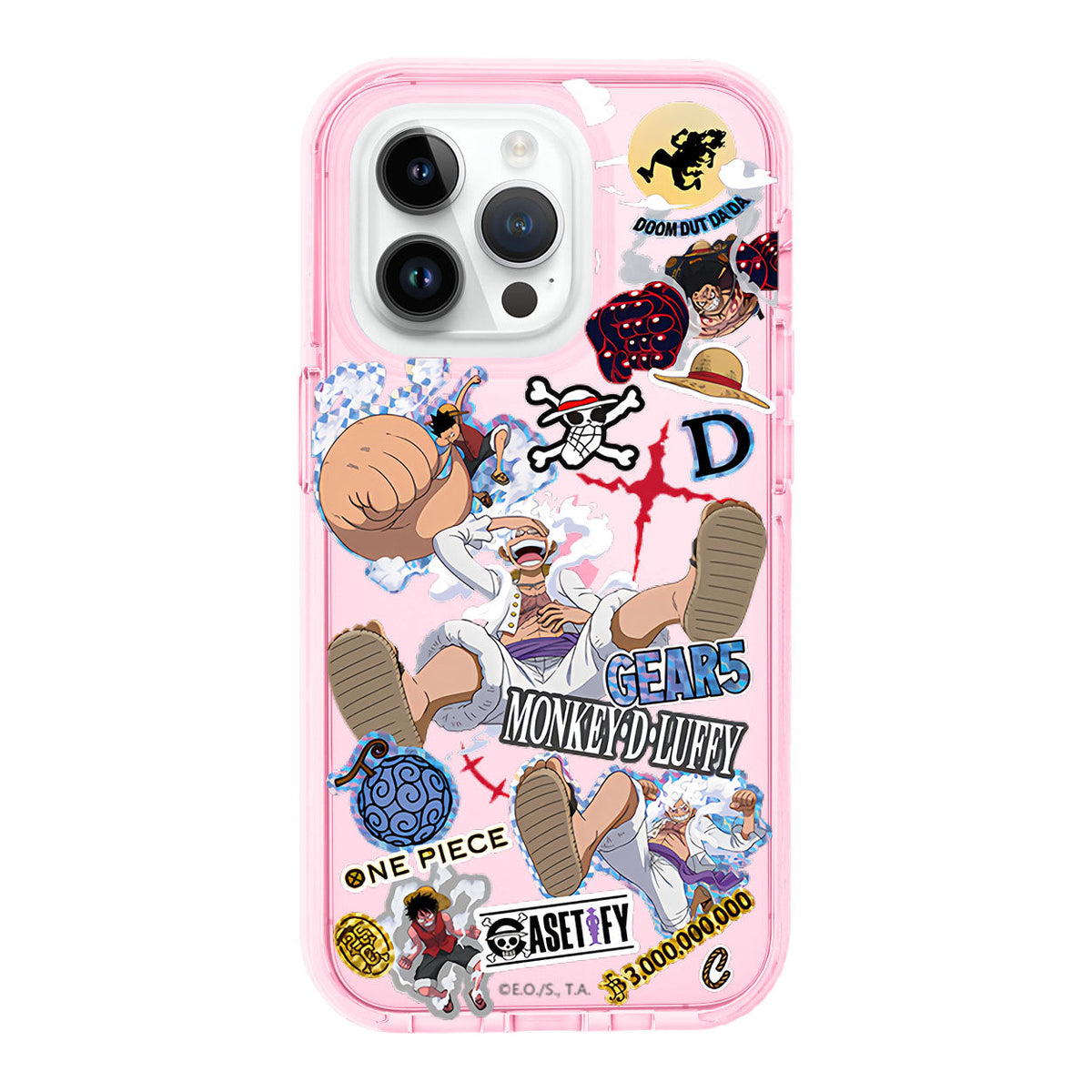 One Piece Luffy Gear 5 Anime Phone Case, Colorful Transparent Shockproof Protective Cover, Nika Luffy Comic Collage Print Case, Cute Pastel Bumper Phone Shell, Anime Merch Gift for iPhone