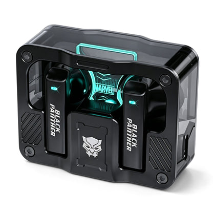 Marvel Iron Man Captain America Black Panther TWS True Wireless Gaming Earbuds, Bluetooth 5.3 Headphones RGB Light Low Latency Touch Control Zinc‑Alloy Transparent Charging Case
