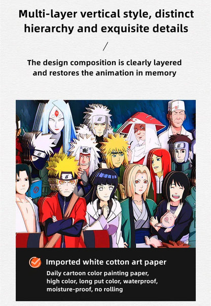 Naruto All Characters 3D Layered Paper Cut Art Frame, Naruto Whole Cast Paper Carving Shadow Box, Handmade Stratified Anime Group Portrait Painting, Wall Decor Collectible Art Gift for Naruto Fans