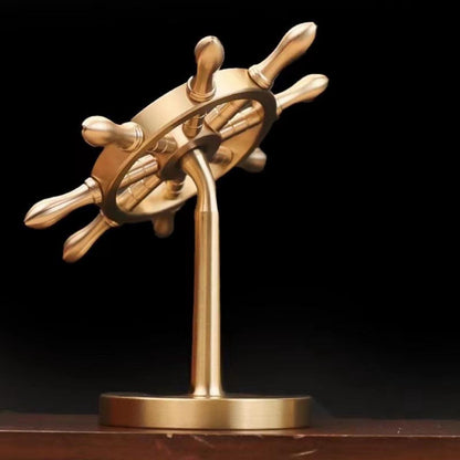 One Piece Golden Ship Wheel Figurine, Pirate Ship Helm Desk Statue Model, Nautical Rudder Desktop Decoration, Collectible Ornament Gift for One Piece Anime Fans