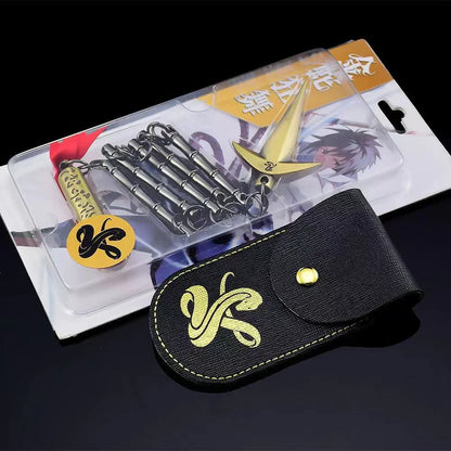 Naruto Yondaime Hokage Minato Kunai Metal Model with 5 Section Whip Chain, Anime Cosplay Prop, Metal Kunai Keychain Decor, Collectible Weapon Model Gift for Naruto Fans