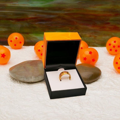 Dragon Ball Anime Ring, Gold Plated Dragon Star Ball Pattern Band Ring, Stainless Steel Anime Cosplay Jewelry, Dragon Ball Star Ring Collectible Gift for Dragon Ball Fans Men Women