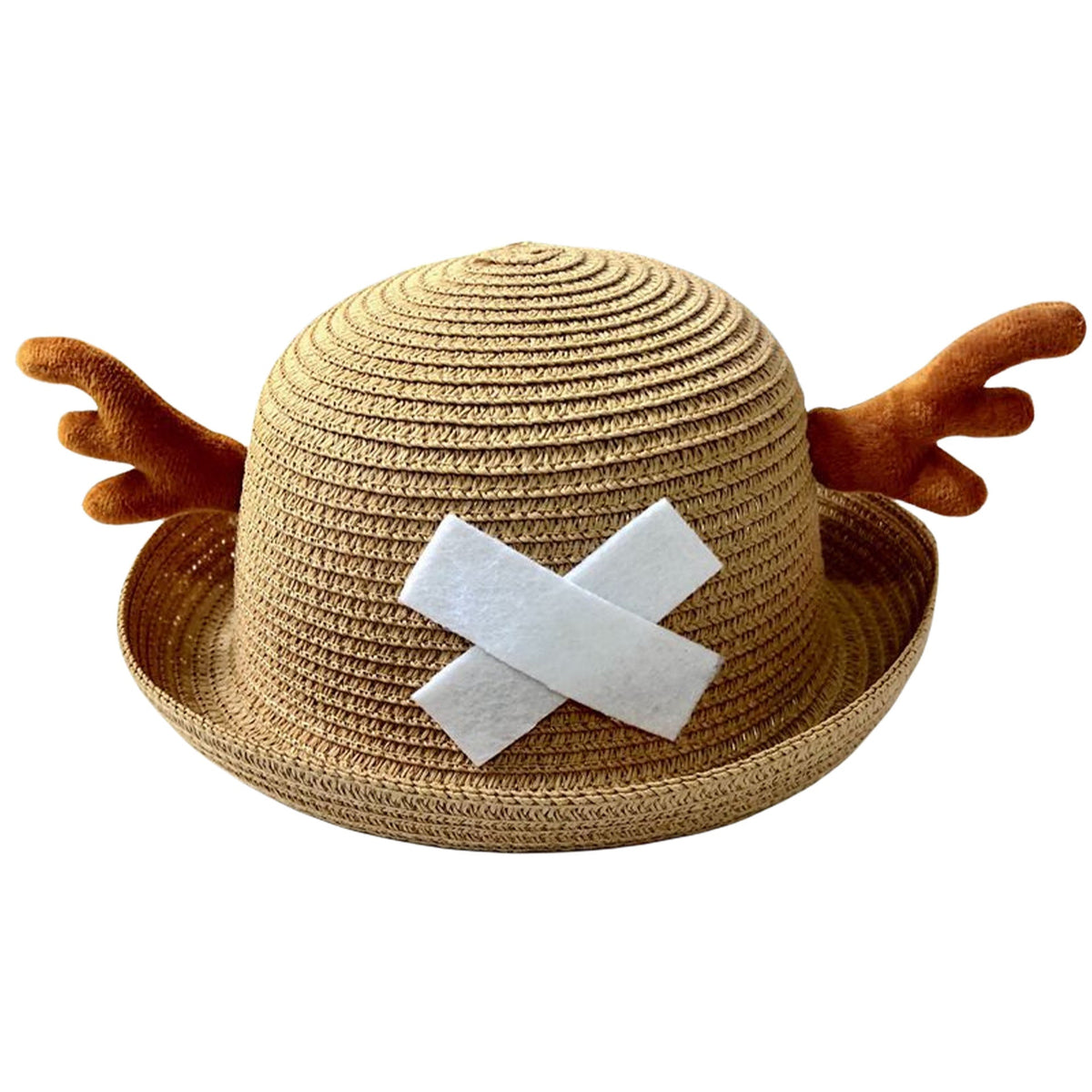 One Piece Tony Tony Chopper Cosplay Straw Hat, Anime Chopper Antler Bucket Hat, Multicolor Summer Sun Hat, Anime Costume Accessory Gift for One Piece Fans