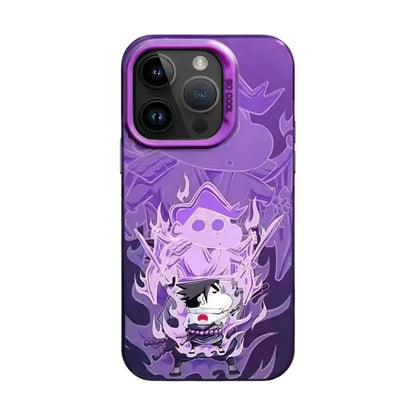 Crayon Shin-chan Anime Phone Case, Cute Shin-chan Cos Naruto Character IMD Print Shockproof Protective Phone Cover, Color Flame Pattern Hard Bumper Case for iPhone, Anime Fans Collectible Gift