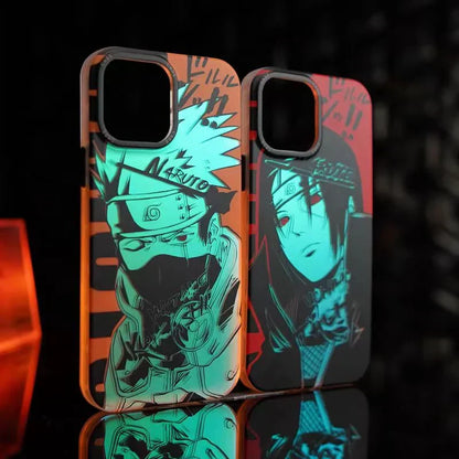 Naruto Luminous Anime Phone Case for iPhone, Itachi Kakashi Manga Print Soft TPU Shockproof Protective Cover, Glow In The Dark Anime Phone Shell, Naruto Fan Gift