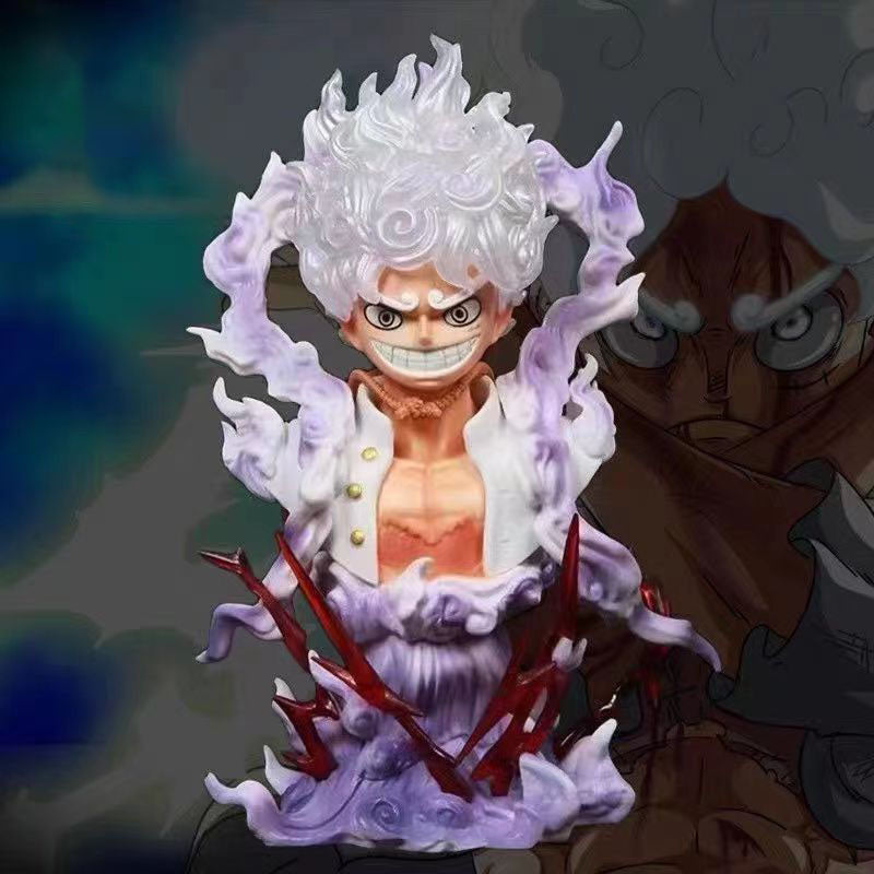 One Piece Monkey D Luffy Gear 5 Nika Bust Figurine, Sun God Nika Luffy Half Body Statue, High Detailed Anime Resin PVC Figure, Desktop Display Collectible Gift for One Piece Fans