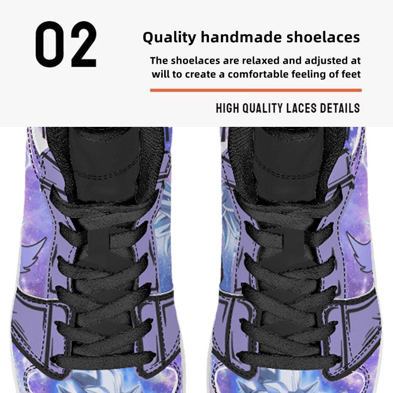 Dragon Ball Vegeta Ultra Instinct Anime High Top Sneakers, Purple Galaxy Custom Print Streetwear Shoes, Men Women Casual Fashion Sneakers, Anime Fan Collectible Footwear Gift