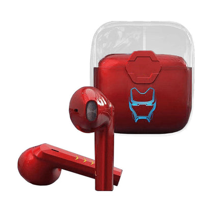 Marvel TWS True Wireless Bluetooth Earbuds, Iron Man Black Panther Semi In-ear Earphones, Transparent Charging Case Marvel Stereo Headphones, Portable Marvel Collectible Earbuds, Gift for Marvel Superhero Fans