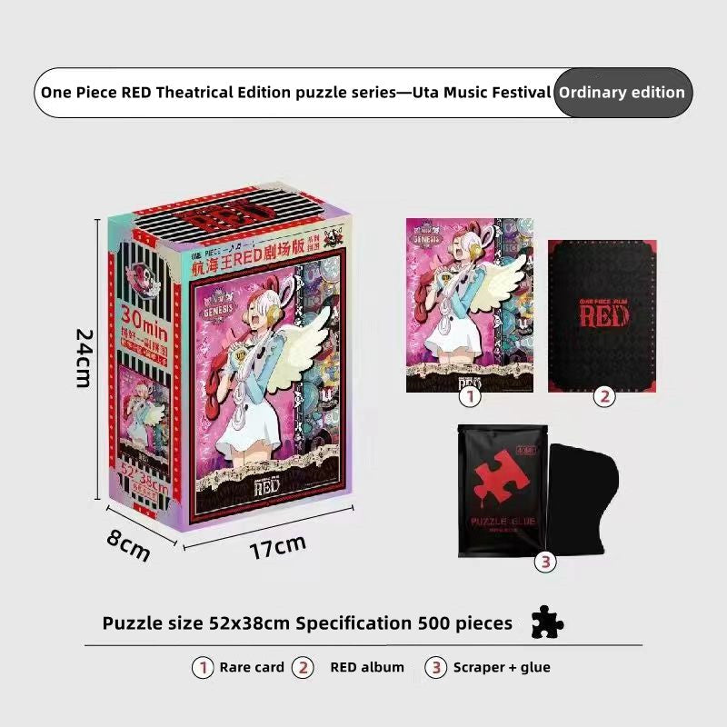 One Piece RED Anime Jigsaw Puzzle, Uta Luffy Shanks 1000 Pieces Cartoon Puzzle, One Piece Movie Character Puzzle Game, Collectible Anime Puzzle for Adults & Teens, Gift for One Piece Fans