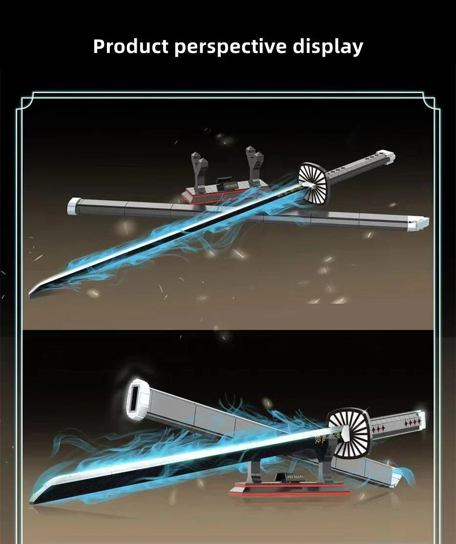 Demon Slayer Tanjiro Nichirin Sword Building Block Set, Anime Katana Model with Display Stand, DIY Assembly Bricks, Collectible Sword Model, Gift for Anime & Block Fans