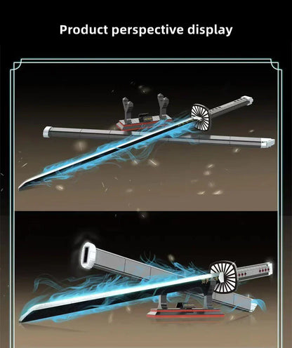 Demon Slayer Tanjiro Nichirin Sword Building Block Set, Anime Katana Model with Display Stand, DIY Assembly Bricks, Collectible Sword Model, Gift for Anime & Block Fans
