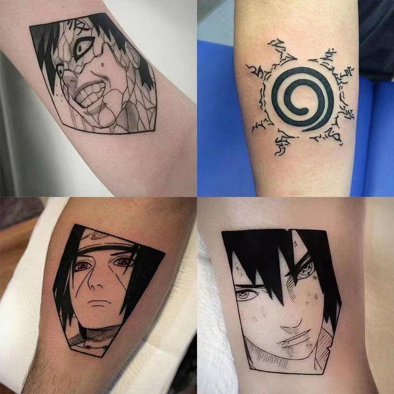 Naruto Anime Temporary Tattoo Stickers, Sharingan Akatsuki Uchiha Waterproof Fake Tattoos, Cosplay Body Art Stickers, Anime Party Decorations Gift for Naruto Fans